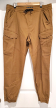 Iron Co Mens XL Heavyweight Cargo Pants Brown Elastic Waist &amp; Drawstring... - £19.31 GBP
