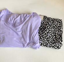 AK Anne Klein Womens Sz XL Leopard Print  2 Piece Pajama Set NWT Purple - £21.83 GBP