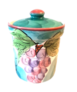 Certified International Pottery Canister Portugal Teal Purple Grapes 5.5... - £12.45 GBP