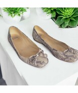 Stuart Weitzman Snakeskin Ballet Flats Women 7 Bow Tassel Slip On Shoes ... - $44.55