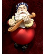 ROUND Santa Playing a Mandolin! Holiday Collection Figure 3x5&quot;  Original... - €21,29 EUR