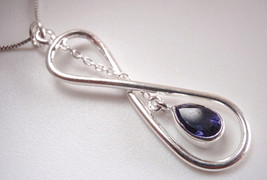 Faceted Iolite Infinity 925 Sterling Silver Pendant Symbolizes Endless Love - £9.84 GBP