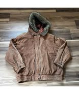 Adventure Bound Wilsons Leather Brown Leather Bomber Jacket Faux Fur Hoo... - $142.49
