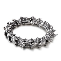 Vintage Punk Bracelet Men&#39;s Stainless Steel Animal Dragon Keel Jewelry  Street C - £31.59 GBP