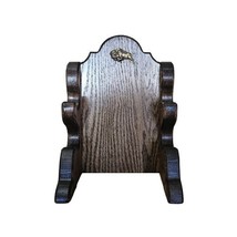 Oak Two Place Wood Knife Stand Display With Brass Buffalo Accent - Dark ... - $24.99