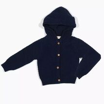 Baby Navy Hooded Button-Up Sweater 3-6M By EGG New York NWT - $38.40