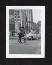 SNAPSHOT from ALBUM* Hong Kong? street corner MAN pulling cart CAR bank ... - $8.95