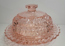 Covered Butter/Cheese Tray Jeanette Pink Depression Glass - £19.98 GBP