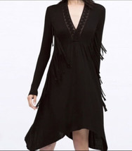 Zara Fringe Black Dress New With Tags Size Small - £34.95 GBP