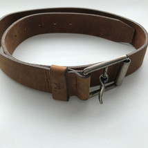 Calvin Klein Womens Belt M Brown Leather Casual  Tanned Silver Square Bu... - $19.29