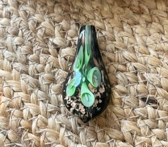 Green Orchid Blown Glass Strong Metaphysical Energy Spell Casting Necklace OOAK - $40.50