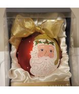 Vintage Jumbo Beaded Glass Glitter Santa Ornament Boxed 725519 - $569.76 MXN
