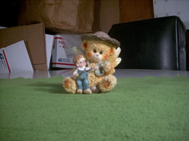 Vintage Greenbrier Int. Polystone Bear w/Wings &amp; Little Boy Fishing Collectible - £7.98 GBP
