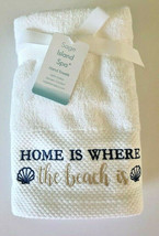 Shells Home Where The Beach Is Hand Towels Embroidered Bathroom Beach Se... - £30.81 GBP