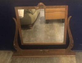 Antique Wooden  Mirror &amp; Harp fordresser 38”beveled edge - $195.02