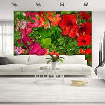 Tiptophomedecor Peel and Stick Floral Wallpaper Wall Mural - Bright Flowers And  - £47.94 GBP+