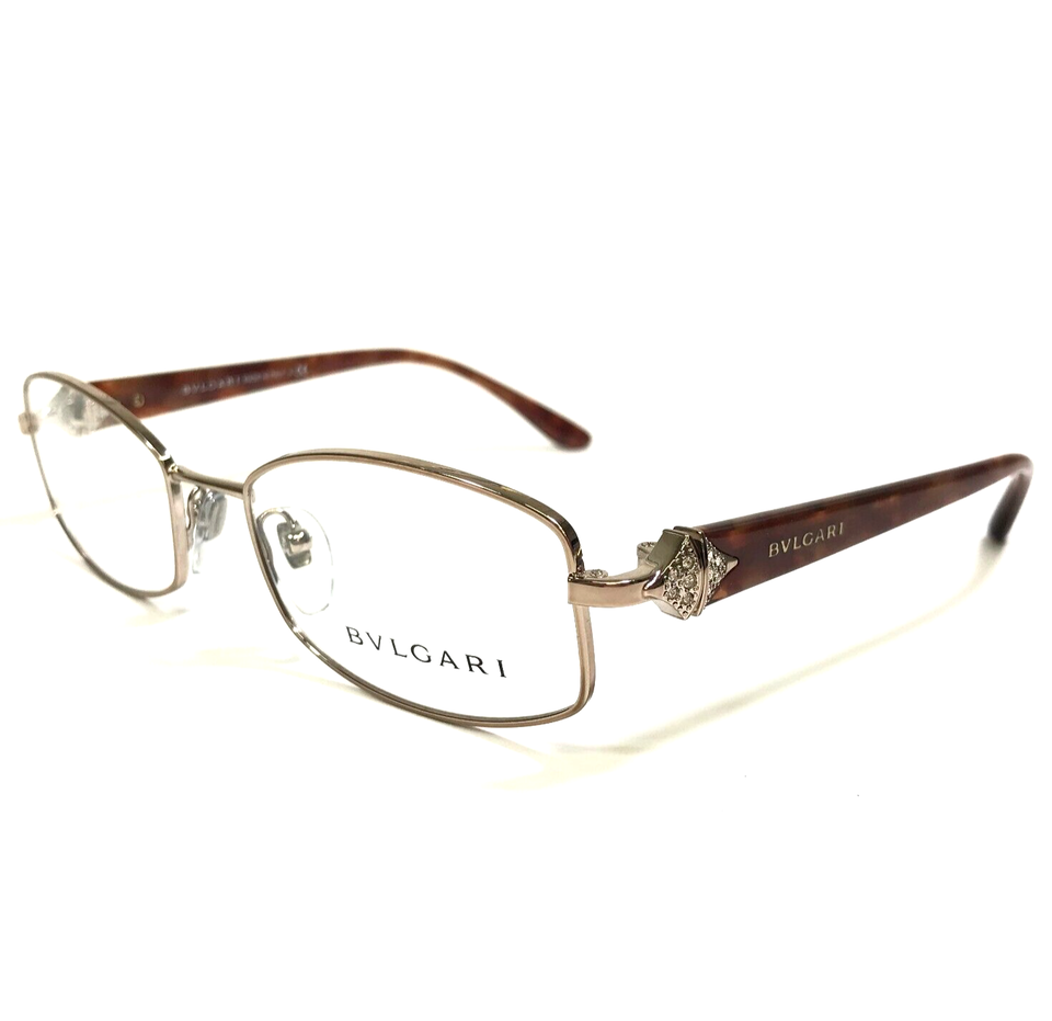 Bvlgari Eyeglasses Frames 2166-B 266 Brown Tortoise Gold Crystals Oval 52-18-135 - $93.28
