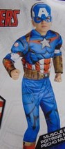 Boys Marvel Captain America Muscle Jumpsuit Boot Tops Halloween Costume-sz 12/14 - £23.87 GBP