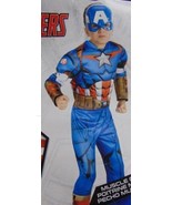 Boys Marvel Captain America Muscle Jumpsuit Boot Tops Halloween Costume-... - £23.48 GBP