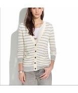 Madewell ivory gray button down striped cardigan womens size S - $30.24 CAD