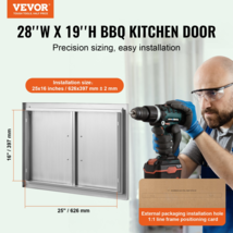 28&quot;x19&quot; BBQ Access Door Stainless Steel Double Door with Handles for BBQ Island - £64.78 GBP