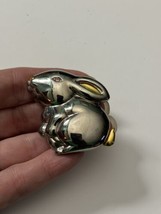 Vintage LC Bunny Brooch Pink Rhinestone Silver and Gold Tone - £10.92 GBP