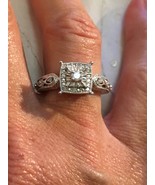 Vintage Sterling Silver Filigree Diamond Promise Engagement Ring Size 6 ... - $238.50 CAD
