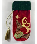 Christmas Reindeer 13 in Wine Bottle Cover Gift Bag Dinner Party Xmas - $19.79