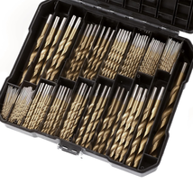 230 Pcs Drill Bit Set, 135° Tip Titanium Coated High Speed Steel - £37.12 GBP