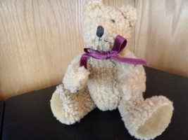 Tan 8&quot; Boyds Bear Jointed Stuffed Plush 1990-94 Collection Brown Bow - £3.55 GBP