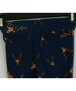 New LuLaRoe Leggings Blue With Light Brown Deer Design Kids Size L/XL - $238.73 MXN
