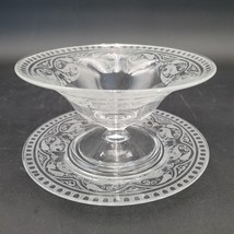 Vintage c.1930&#39;s Cambridge Clear Glass Mayonnaise Bowl With Underplate Etch #704 - $44.54