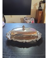 Sheridan Baroque Silver Plate Butter Dish with Glass Insert - $348.82 MXN