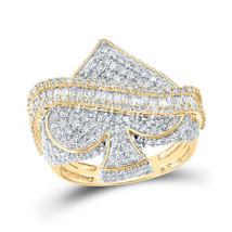 10kt Yellow Gold Mens Round Diamond Spade Cluster Ring 2-3/4 Cttw - £2,044.22 GBP