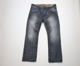 Express Mens 34x30 Slim Fit Rocco Low Rise Boot Cut Denim Jeans Blue Cotton - $49.45