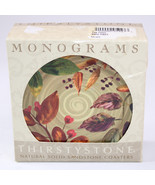 Monograms Natural Sandstone Drink Coasters Nature Cork Thirstystone Box ... - $12.00 CAD
