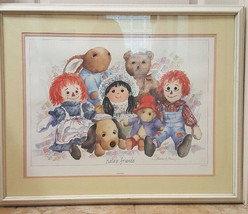 Raggedy Ann &amp; Andy Framed Double Matted Behind Glass Kate&#39;s Friends Sign... - £63.70 GBP