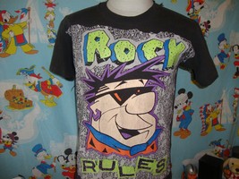 Vintage 90&#39;s The Flintstones Fred Flintstone Rock Rules Hanna Barbera T Shirt M - £44.63 GBP