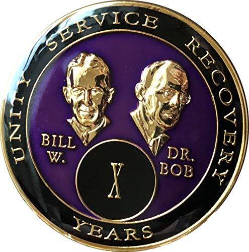 10 Year AA Medallion Purple Tri-Plate Founders Bill & Bob Chip