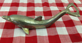  Dolphin Vintage Bottle Opener Silver Plate  Pop Up &amp; Screw Off Top Bar Tool  - $12.76