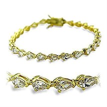 415804 - Gold Brass Bracelet with AAA Grade CZ  in Clear - $1,023.38 MXN