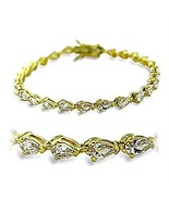 415804 - Gold Brass Bracelet with AAA Grade CZ  in Clear - $75.22 CAD
