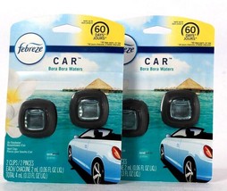 2 Packs Febreze Car 0.13 Oz Bora Bora Waters 2 Ct Vent Clip Air Freshener - £24.08 GBP