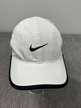 Nike Hat Cap Strap Back White Black Featherlight Dri-FIT Athletic Runnin... - $19.79