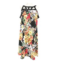 New Directions Dress Womens 1X Black Orange Yellow Flowers Sleeveless Mi... - £12.63 GBP