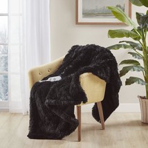 Serta Mila Shaggy Heated Throw Blanket - Soft Faux Fur Heated, Black 50&quot;X60&quot; - £63.86 GBP