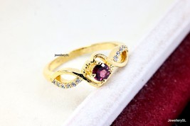 Yellow Gold natural garnet rings, Gold plated Sterling Silver ring, Statement  - £23.18 GBP