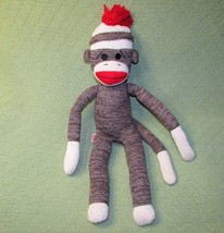 20" Sock Monkey Schylling Happy Plush Solid Brown Stuffed Animal Red Lips Doll - $12.60