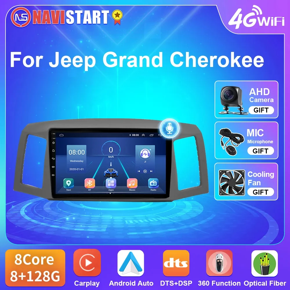 Navistar T5 Android 10 For Jeep Grand Cherokee 2004-2007 Lhd Car Radio 4G Wifi - $182.92+