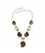 Sterling Silver Ammonite,Citrine and Biwa Pearl Jewelry Necklace/beachPa... - £46.11 GBP